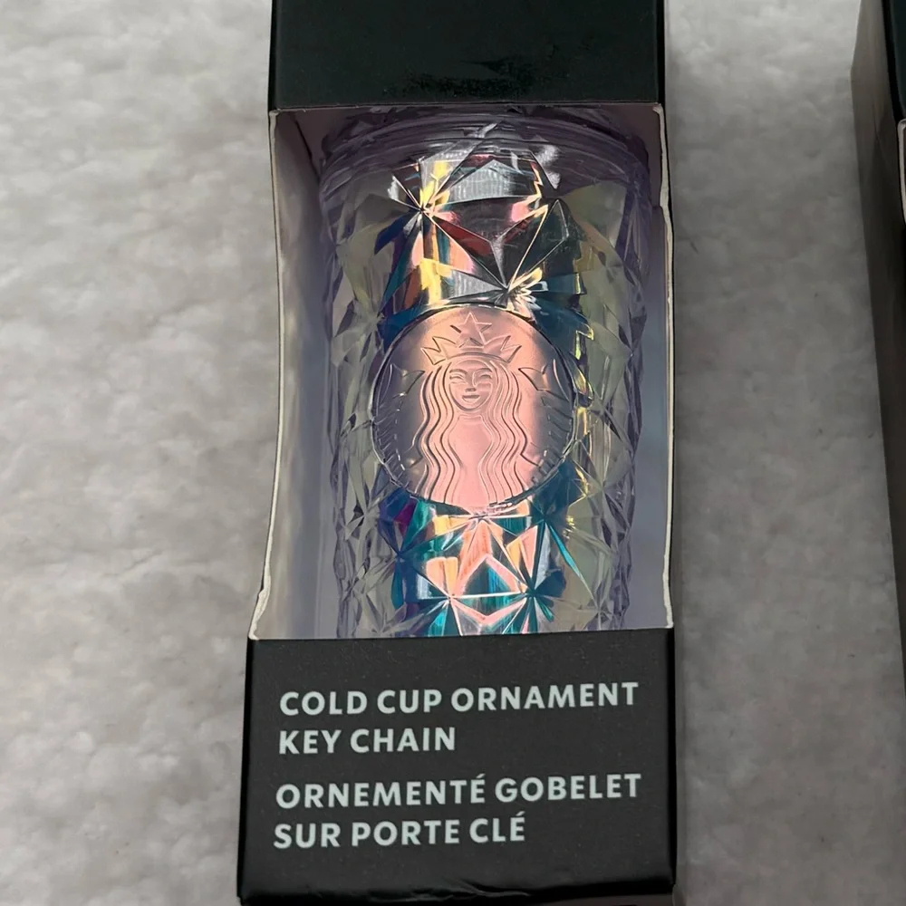 2023 Starbucks Holiday Diamond Iridescent Cold‎ Cup Christmas Ornament Keychain